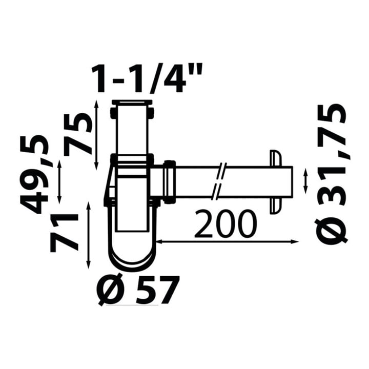 KIRCHHOFF Siphon bouteille, chrome, 1 1/4" x 32 mm