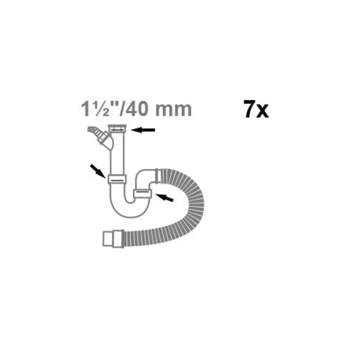 KIRCHHOFF Siphondichtung-Sortiment Silikon, 1 1/2" x 40 mm, für Spültisch (7x)