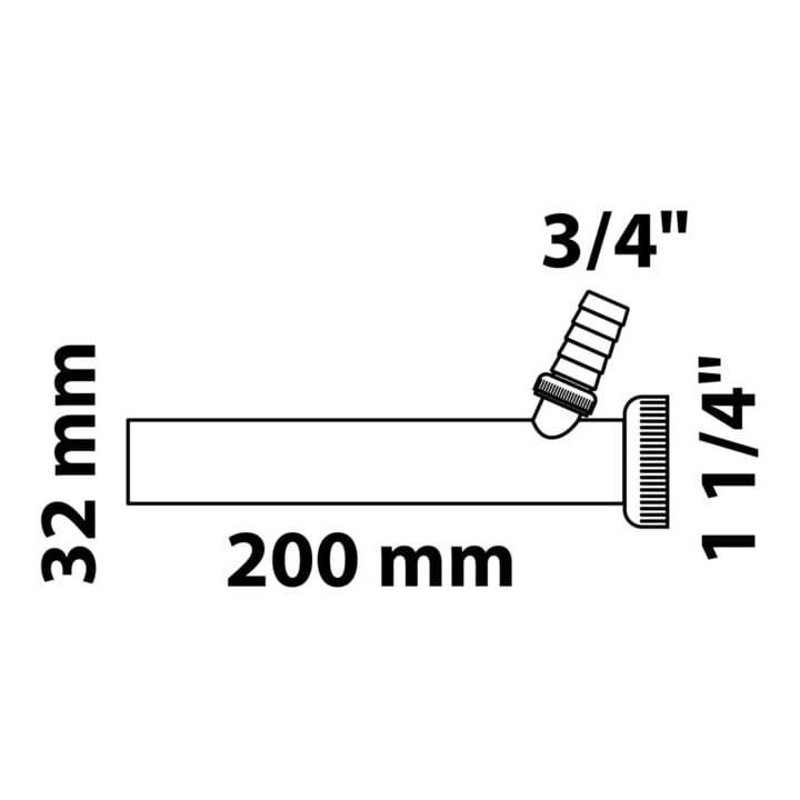 KIRCHHOFF Tauchrohr Siphon, Chrom, 1 1/4"x 3/4"Tx 200x 32mm mit Waschgeräteanschl. mit