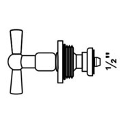 KIRCHHOFF Tête de manette chromée, 1/2-3