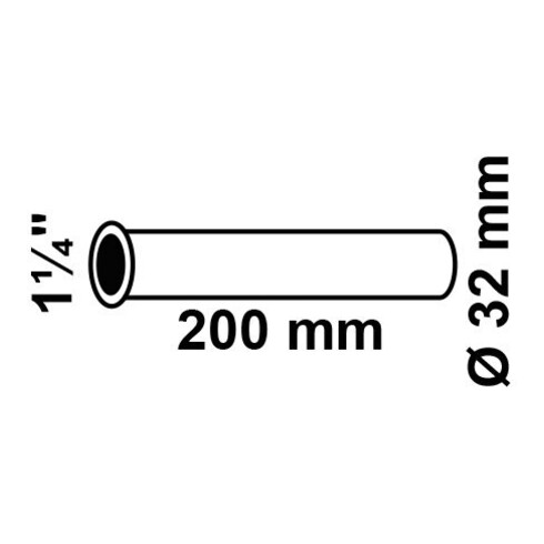 KIRCHHOFF Tube plongeur 1 1/4" x 200 mm x 32 mm chrome, pour siphon
