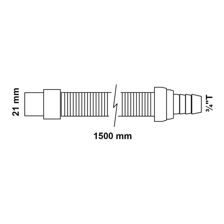 KIRCHHOFF WAS Rallonge de tuyau d'évacuation 1,5 m, 21 mm x 3/4" T