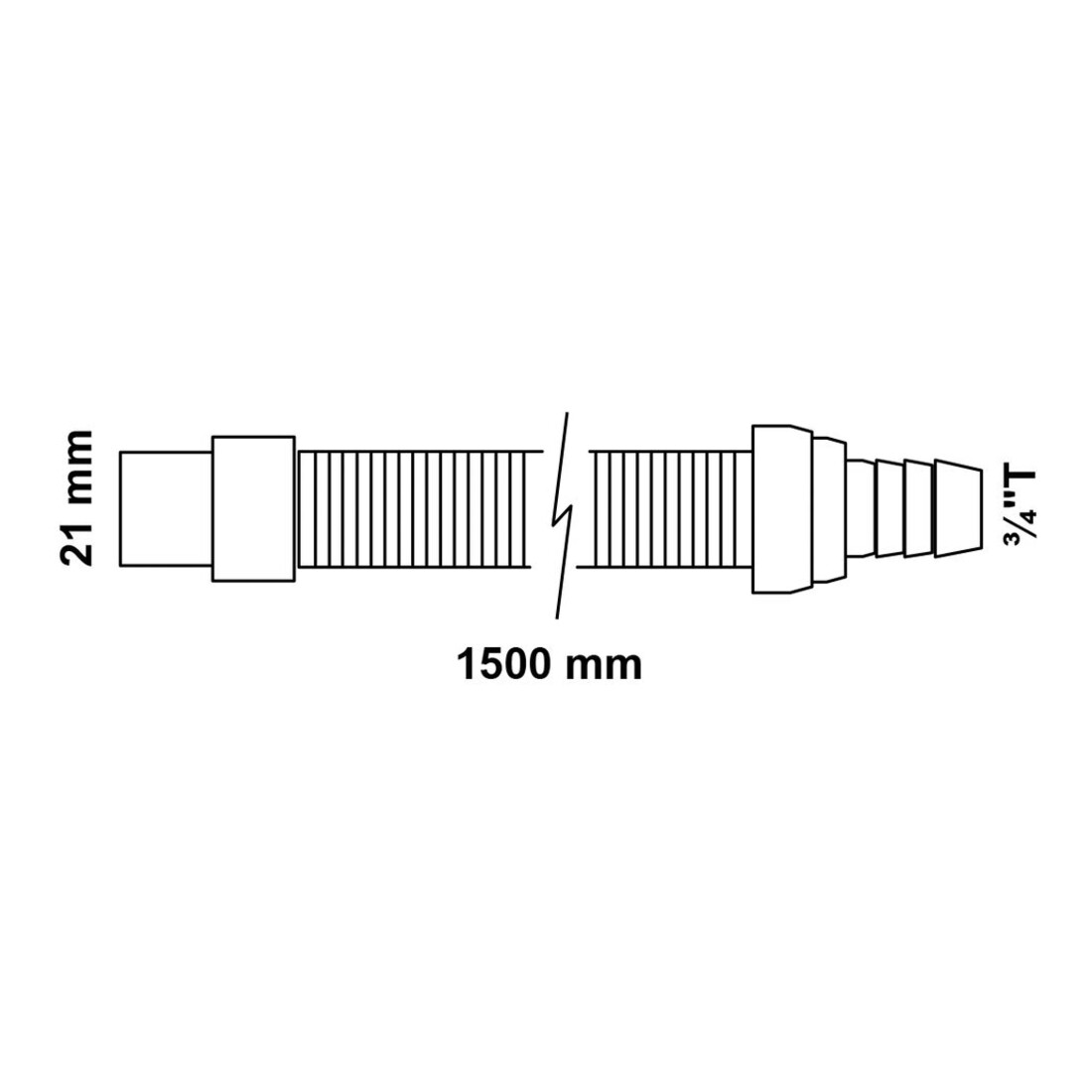 KIRCHHOFF WAS Rallonge de tuyau d'évacuation 1,5 m, 21 mm x 3/4" T
