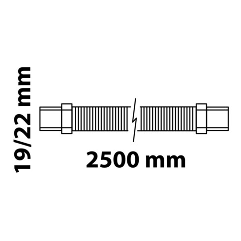 KIRCHHOFF WAS Spiral-Ablaufschlauch mit Aufhängung, 2,5 m,für 3/4"T Innen-ø: 19&22 mm