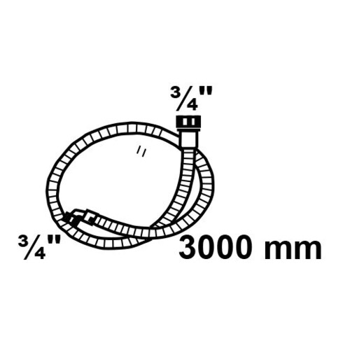 KIRCHHOFF WAS Tuyau d'alimentation, 3/4"F x 3 m x 3/4"F 10bar/25°C