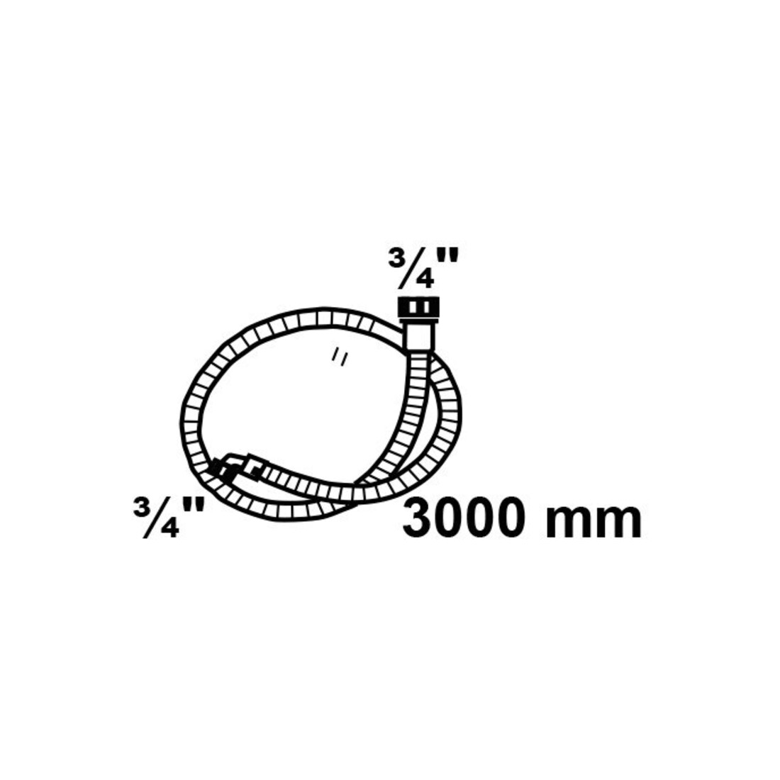 KIRCHHOFF WAS Zulaufschlauch, 3/4"IG x 3 m x 3/4"IG 10bar/25°C