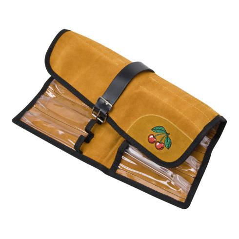 Kirschen Velourleder-Rolltasche, 12-tlg. mit Klarsichtfächern,