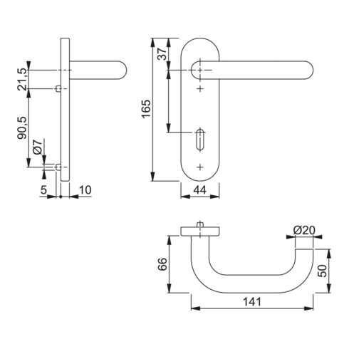 Kit béquille Hoppe Paris E138/353KH VA F69 VA F69 Kit béquille OB