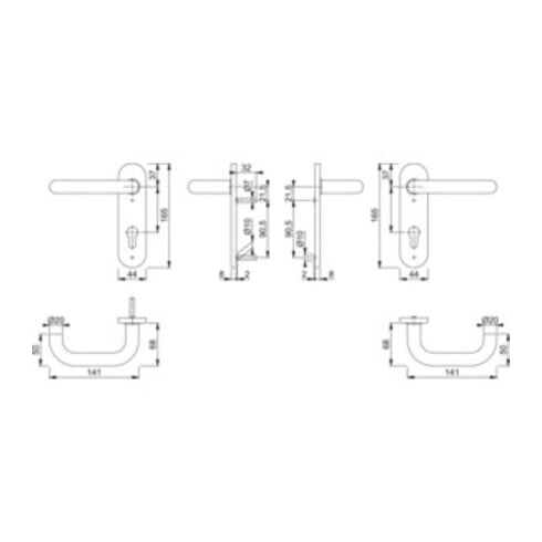 Kit béquille Hoppe Paris E138Z/353K VA F69 VA F69 PZ béquille Paris