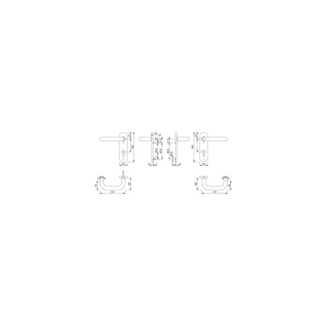 Kit béquille Hoppe Paris E138Z/353K VA F69 VA F69 PZ béquille Paris
