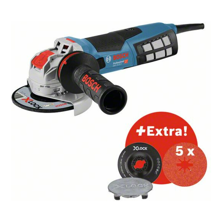 Kit Bosch : GWX 19-125, câble Strongflex, 5x disque en fibre X-LOCK, patin de protection