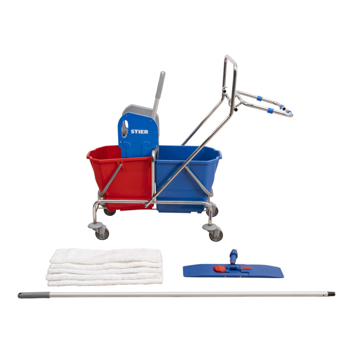 Kit chariot de nettoyage STIER avec support pour sac poubelle