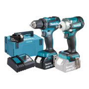 Makita Kit combinato a batteria 18V "KFZ-Set" per autofficine (DDF485 + DTW300)/5,0Ah, 2 batterie + caricabatterie in MAKPAC-1