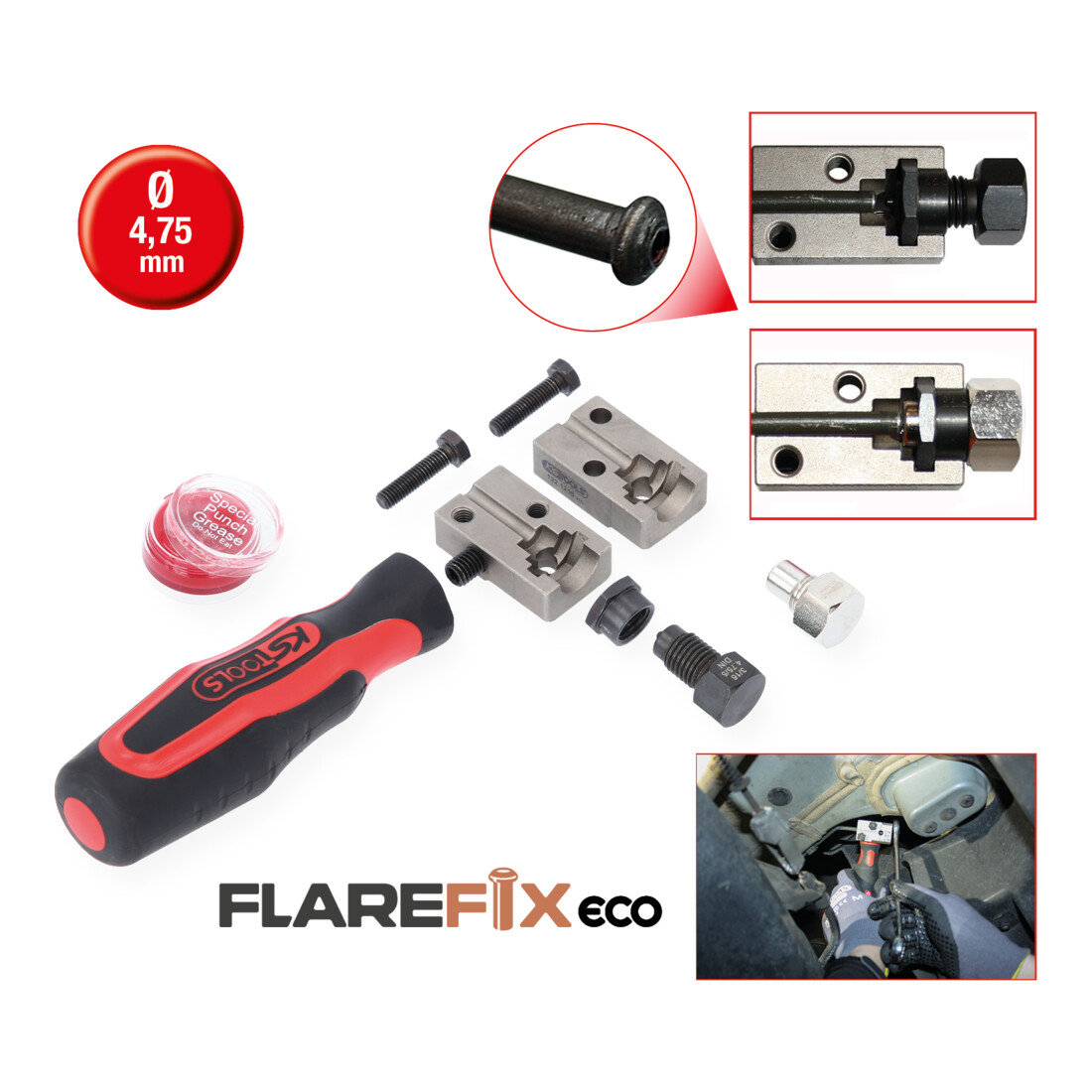 kit d'appareils à collets pour circuit de frein universel KS Tools FLAREFIXeco