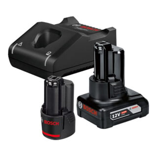 Kit de démarrage batterie Bosch : 1 x GBA 12 Volt 2,0 Ah 1 x GBA 12 Volt 4,0 Ah GAL 12V-40