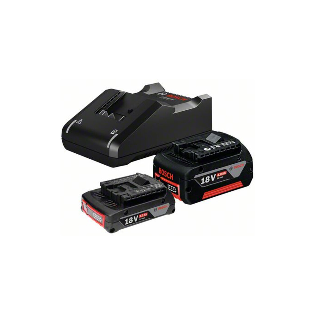 Kit de démarrage Bosch : 1x GBA 18V 2,0Ah + 1x GBA 18V 4,0Ah + GAL 18V-40