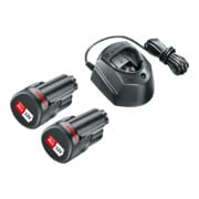 Kit de démarrage Bosch : 2 x PBA 12V, 1,5 Ah Batterie O-A et chargeur GAL 1210 CV-1