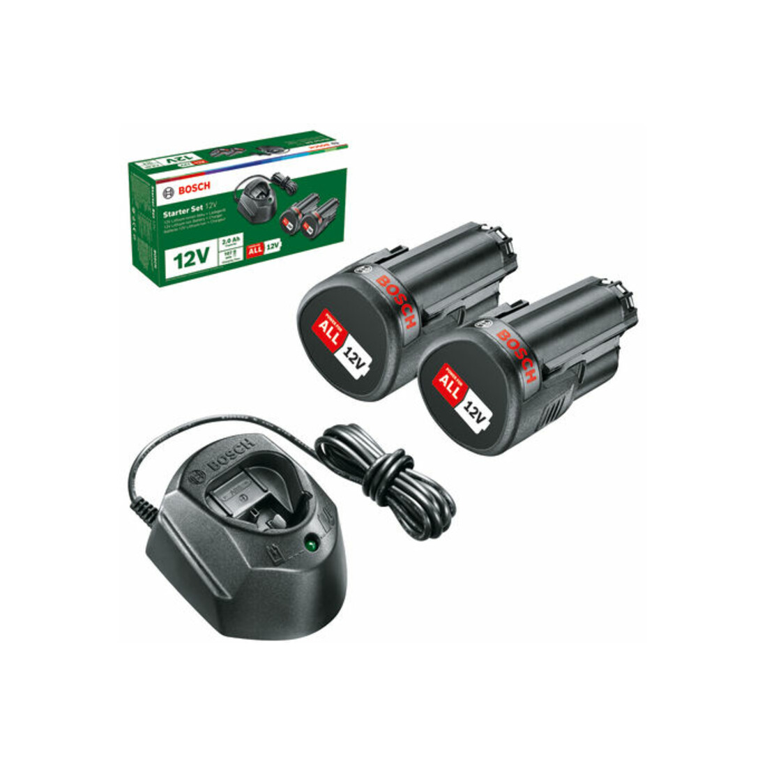 Kit de démarrage Bosch : 2 x PBA 12V, 1,5 Ah Batterie O-A et chargeur GAL 1210 CV