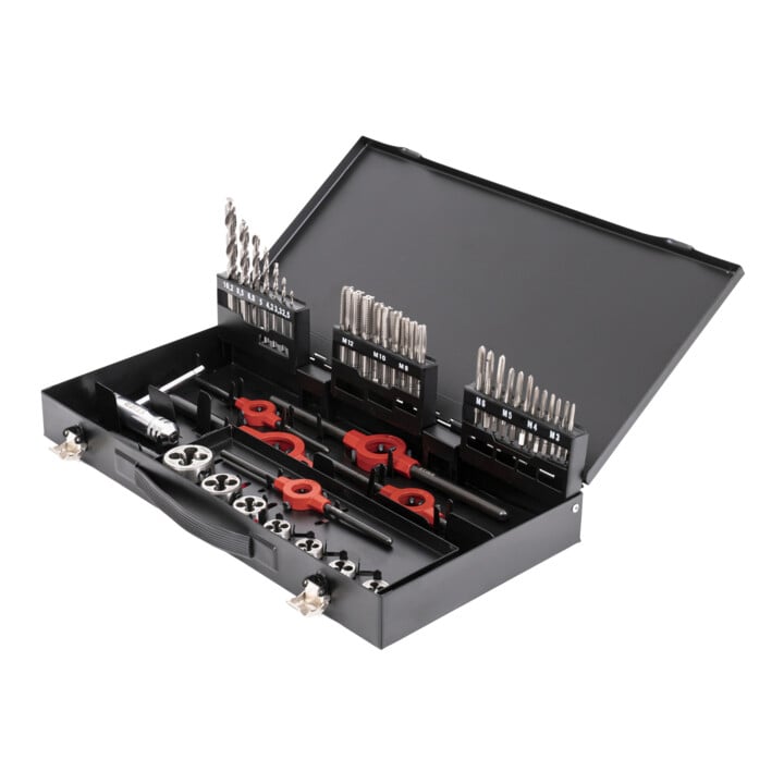 Stier STIER Set de taraudage avec tarauds M3 - M12 HSS-G 45 pièces + pâte à tarauder STIER 100 ml base eau/savon