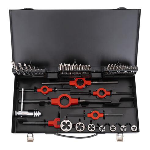 Kit de filetage avec jeu de tarauds STIER, 45 pièces (M3-12)