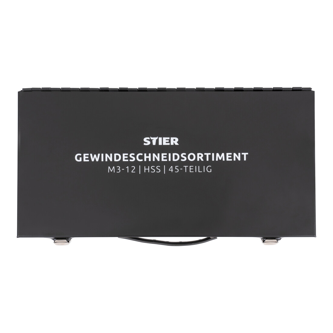 Kit de filetage avec jeu de tarauds STIER, 45 pièces (M3-12)