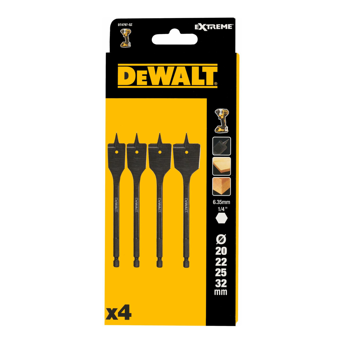 Kit de forets à bois Dewalt 4 pces