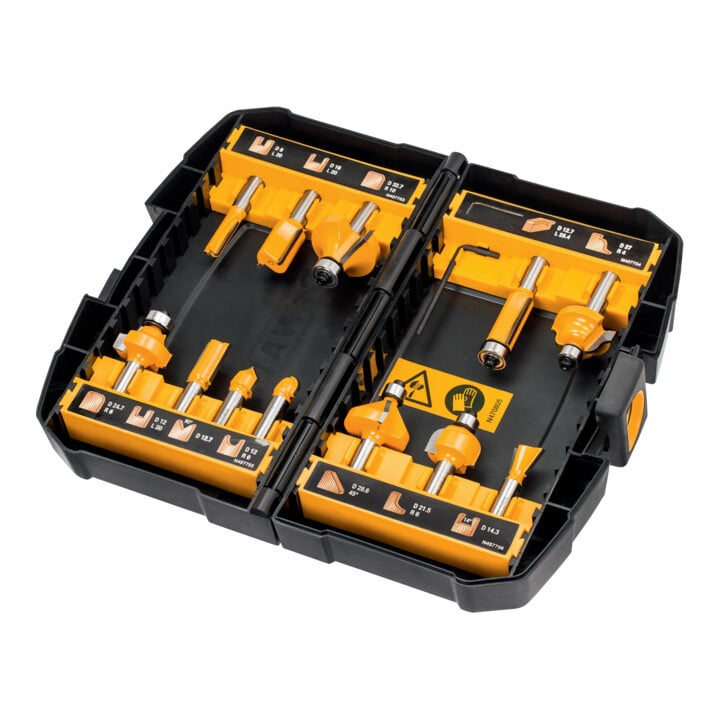 DEWALT Défonceuse sans fil 18 V / 5 Ah + set de fraises 12 pièces offert DT90016-QZ