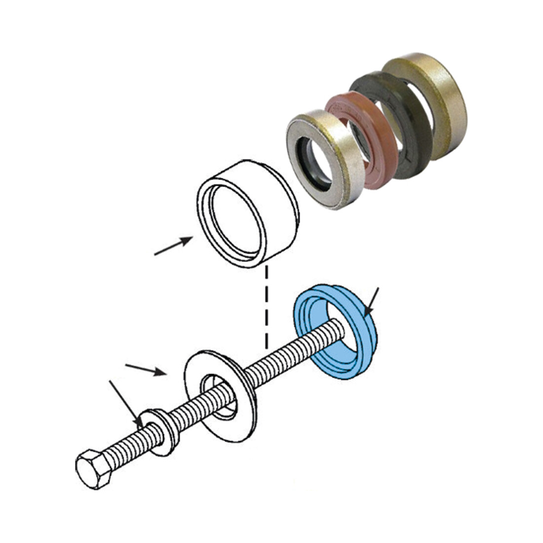 Kit de montage outils bagues d'étanchéité universelles et système S.P.I, 24 pcs.