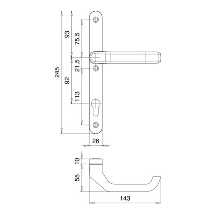 Kit de porte profilée Atlas 1200/K2/2026 Alu.F1 PZ f.TS 68-73mm