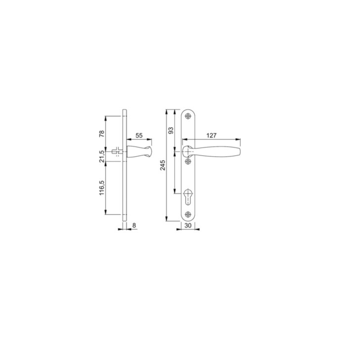 Kit de porte profilée Hoppe New York F9016 1810/3346SN,8/92PZ