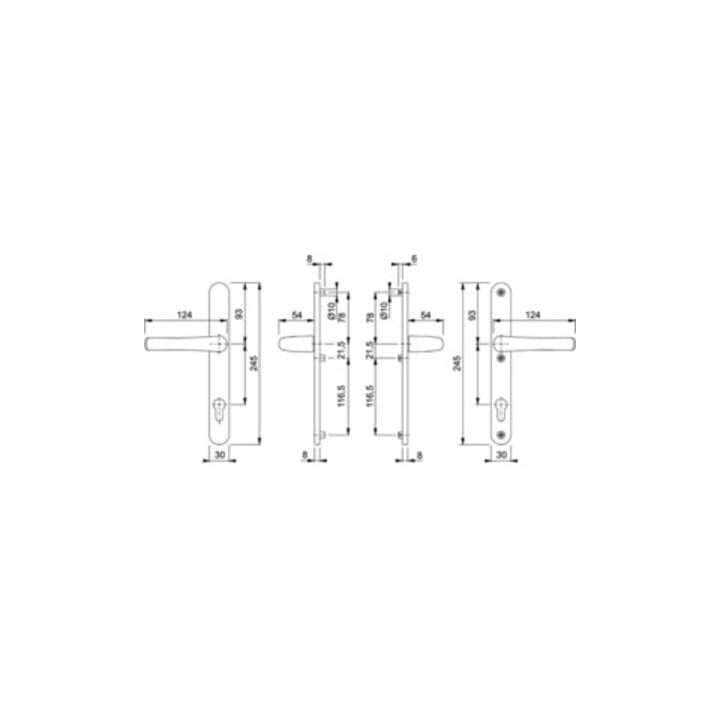 Kit de porte profilée Hoppe Tôkyô 1710RH/3346 Alu.F1 PZ f.TS 37-42mm
