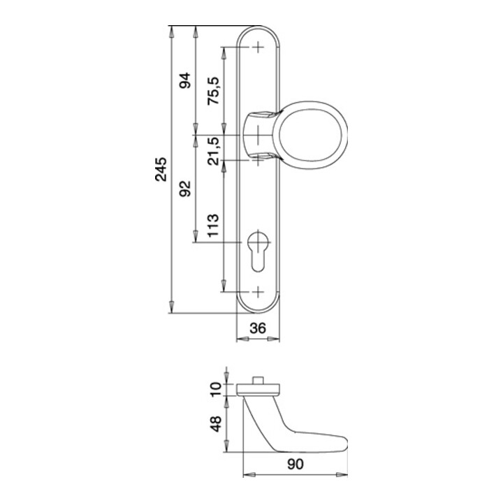 Kit de porte profilée Kronos 1300/K2/035 VA EST PZ