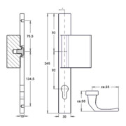 Kit de porte profilée PAN 1200/K9/9203 Alu.F1 PZ f.TS 68-75mm-4
