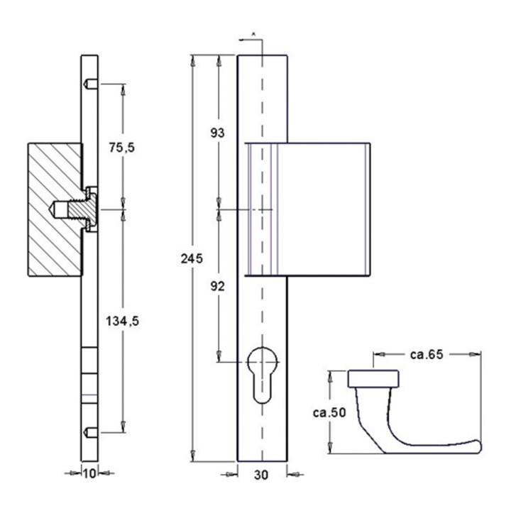 Kit de porte profilée PAN 1200/K9/9203 Alu.F1 PZ f.TS 68-75mm