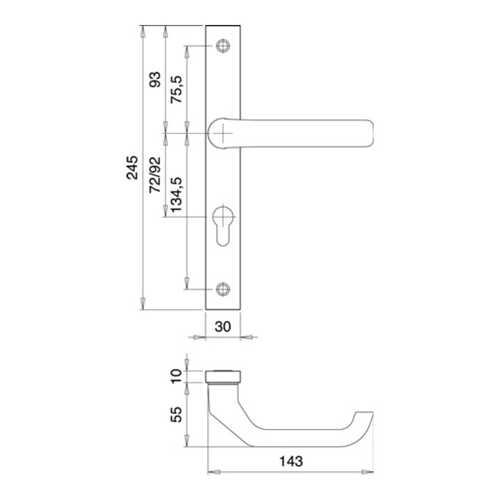 Kit de porte profilée PAN 1200/K9/9203 Alu.F1 PZ f.TS 68-75mm