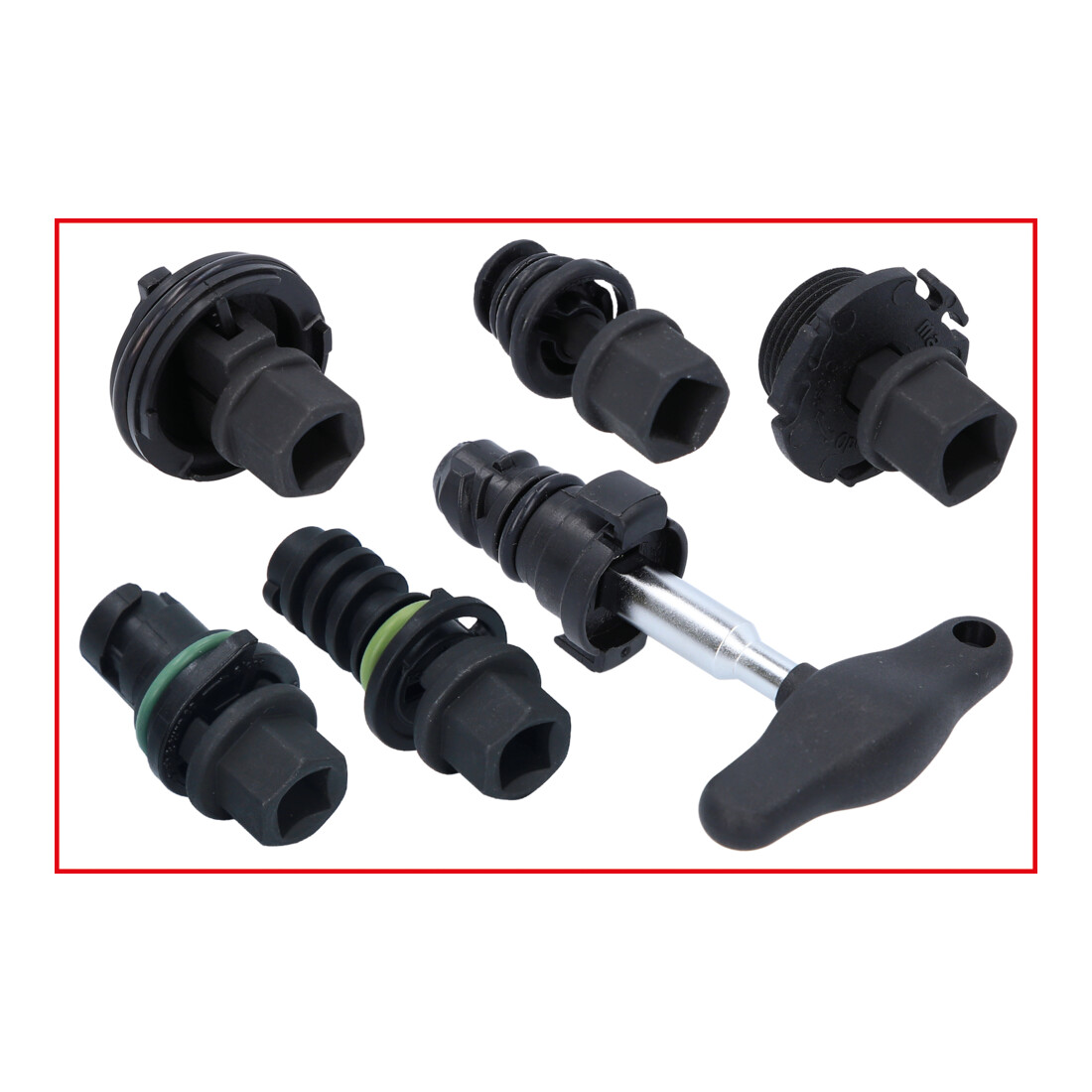 Kit de profilés spéciaux 3/8" de service à huile KS Tools pour les vis en plastique d’évacuation de l’huile, 6 pcs