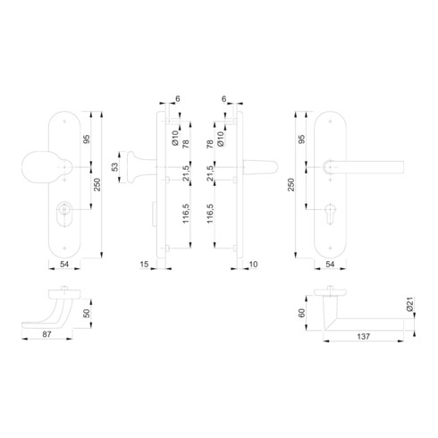 Kit de protection Hoppe Ams.86G/3332ZA/3310/1400 Alu.F1 92mm 67-72mm