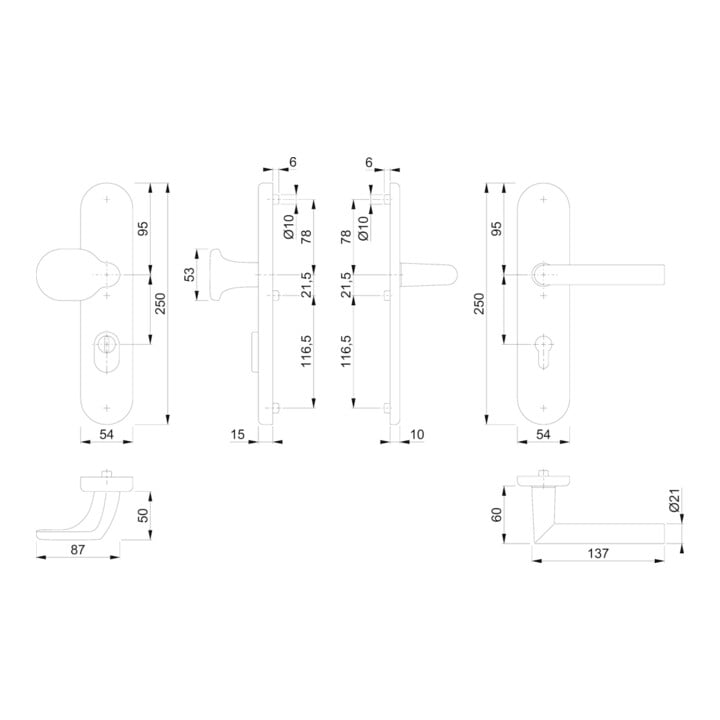 Kit de protection Hoppe Ams.86G/3332ZA/3310/1400 Alu.F1 92mm 67-72mm