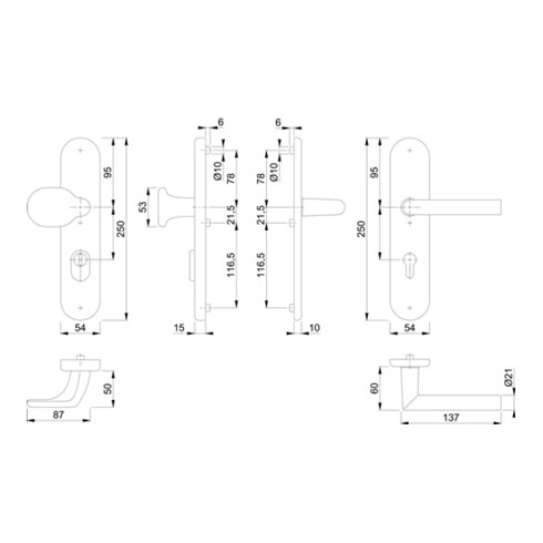 Kit de protection Hoppe Ams.86G/3332ZA/3310/1400 Alu.F1 92mm 67-72mm