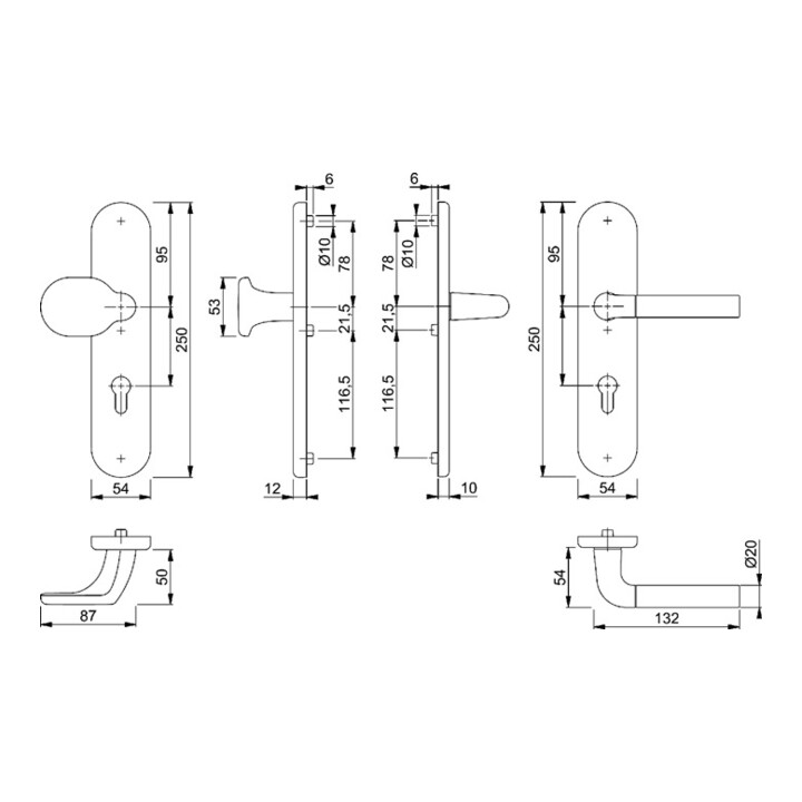 Kit de protection Hoppe Brême 86G/3331/3310/1505 Alu.F49/F9-2 72mm 42-47mm