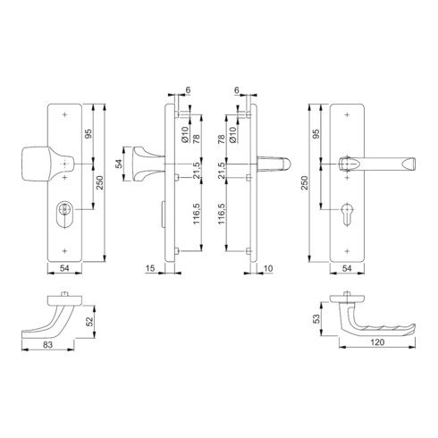 Kit de protection Hoppe London 61G/2222ZA/2210/113 Alu. F1 92mm 67-72mm