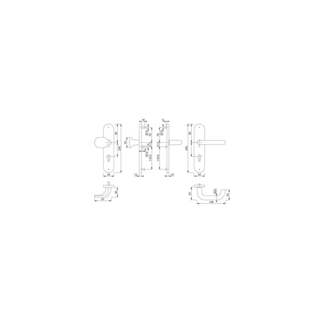 Kit de protection Hoppe Paris 86G/3331/3310/138 Alu. F1 92mm 67-72mm