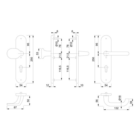 Kit de protection Hoppe Paris 86G/3331/3310/138L Alu. F4 72mm 42-47mm