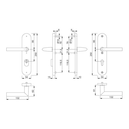 Kit de protection Hoppe Stockholm 1140/3332ZA/3410 Alu. F1 92mm 67-72mm
