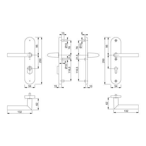 Kit de protection Hoppe Stockholm 1140/3332ZA/3410 Alu. F1 92mm 67-72mm
