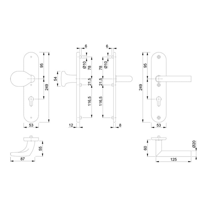Kit de protection Hoppe Utrecht E86G/3331A/3440/1444Z VA F69 72mm 42-47mm