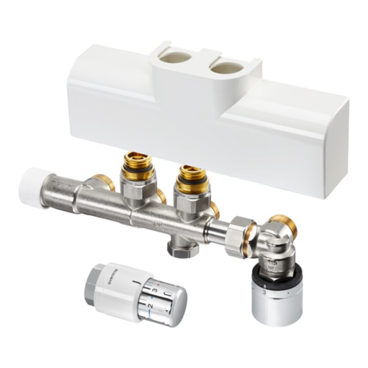 Kit de raccordement OV pour radiateur de salle de bains Multiblock T-RTL/Uni SH, angle, blanc