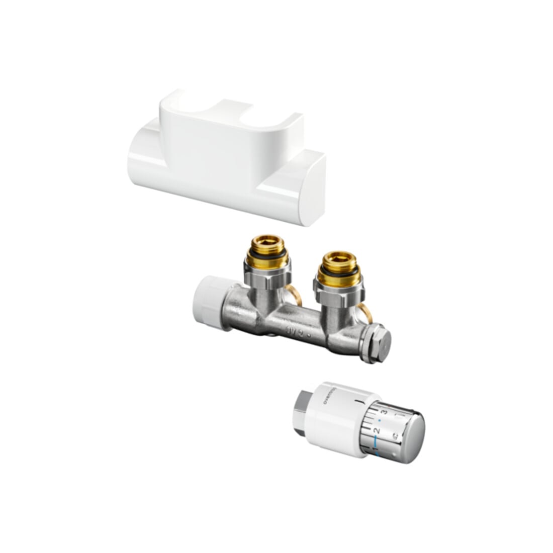 Kit de raccordement OV pour radiateur de salle de bains Multiblock T/Uni SH, d'angle, design en acier inoxydable