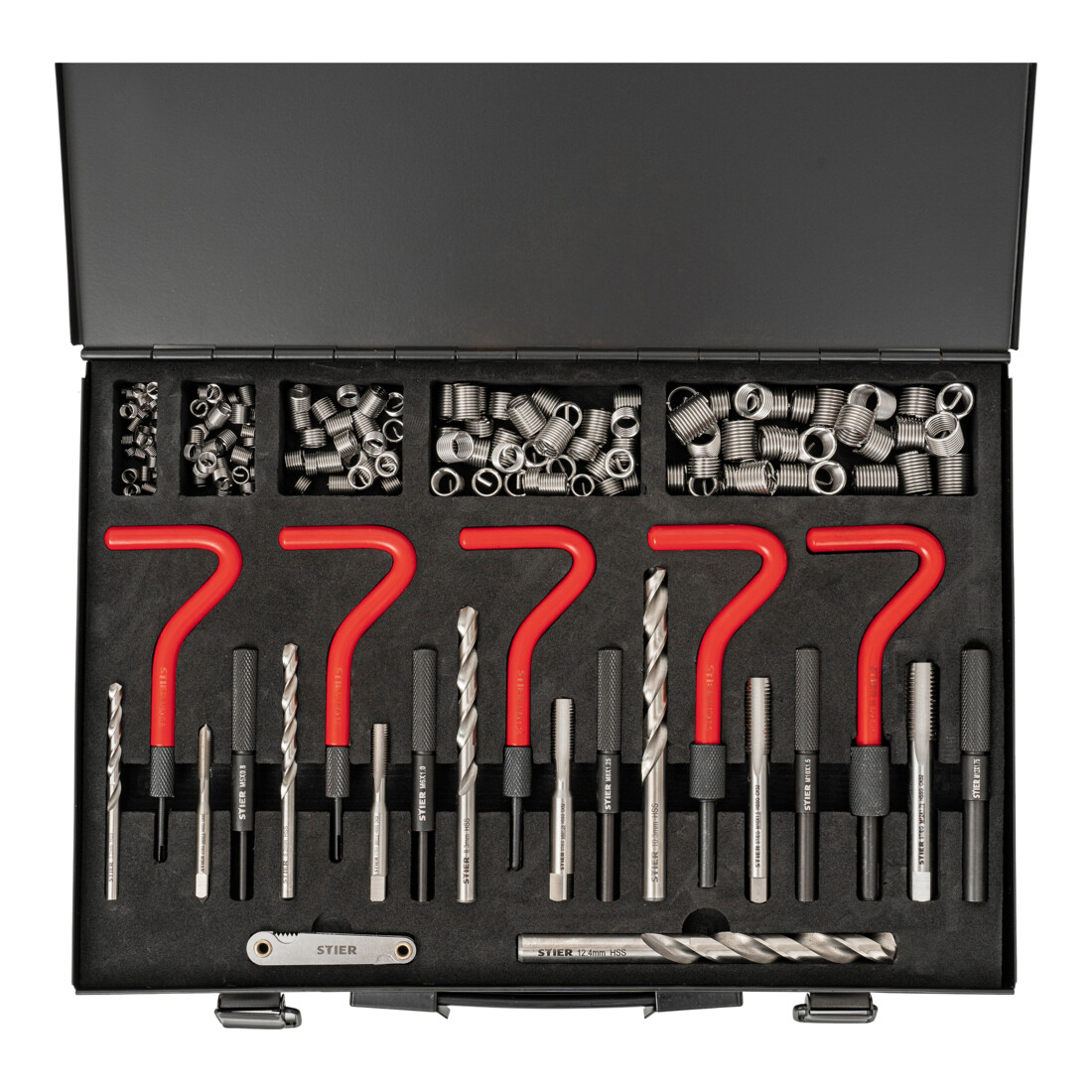 Kit de réparation de filetages STIER, 171 pièces, M5 - M12