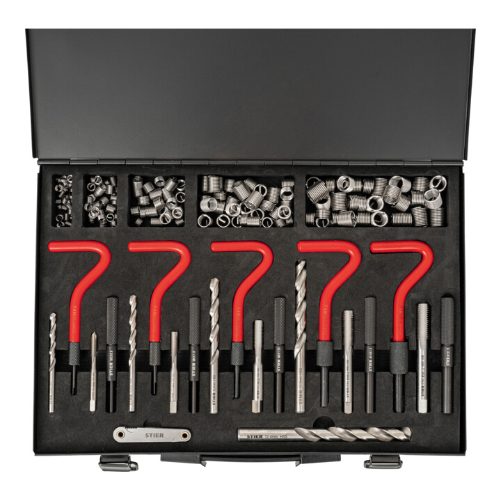 Kit de réparation de filetages STIER, 171 pièces, M5 - M12